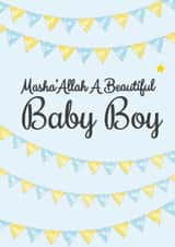 Masha' Allah Flag Bunting Baby Boy Bunting Blue created by Eastern Print Studio