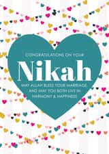 Classic Nikah Mubarak Card - Hearts created by Eastern Print Studio