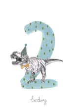 Cute Number Card - 2nd Birthday - Dinosaur - T-Rex created by Halle-lula P