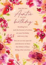 Classic Birthday Card - For Auntie - Painterly Floral Frame created by Rebecca Prinn