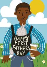 Happy First Father's Day-Cute character card for baby carrying Dads! created by @AimeeStevens.Design
