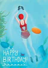 Fun Birthday Card - Wild Swimmer - Swimming in Sea Lake or River created by Crafty Coast