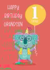 Cute Birthday Card - 1 Today - Koala - For Grandson created by Hannah Jayne Lewin