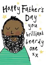 Cute Funny Father's Day Card for Dad Daddy Grandad - Brilliant Beardy Man created by Bow & Bell