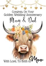 Mum & Dad Golden Wedding Anniversary To Both Of You - Highland Cow created by Glen Ogal