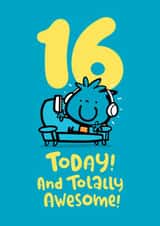 Cute 16th Birthday Card - For Him - Totally Awesome created by Pink wink