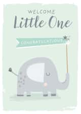 Cute New Born Baby Card - Congrats - Little One - Son - Daughter - Elephant created by Cesca Hoyle