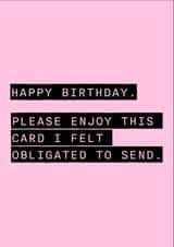 Cheeky birthday card for family or friend you feel obliged to send a card to created by Aimee Banton