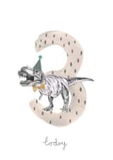 Cute 3rd Birthday Card - 3 Today - Dinosaur - T-Rex created by Halle-lula P