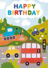 Cute 1st Birthday Card - Cars, Diggers and Trucks created by Made by Burbs