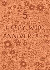 Pretty Anniversary Card - 5th - Wood created by Pear Tree Press
