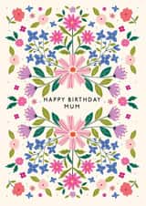 Pretty Birthday Card - For Mum - Folk Floral created by Nina Raby - Jones