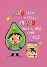 Cute Birthday Card - Food Puns - Avocado & Mayo Friends created by NICHOLA COWDERY ILLUSTRATIONS 