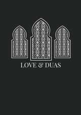With Love And Duas (prayers) | Pattern Window Frames Monochrome created by Eastern Print Studio