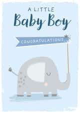 Cute New Baby Card - Baby Boy - Elephant created by Cesca Hoyle