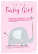 Cute New Baby Card - Baby Girl - Elephant created by Cesca Hoyle