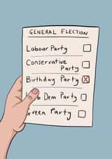 Funny Birthday Card - General Election Voting Form - Birthday Party Political created by Running with Scissors