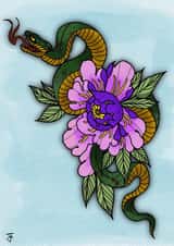 Cute snake and flower design for a loved one. created by Jake Fox Art