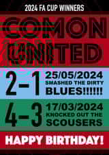 HAPPY BIRTHDAY! COMON UNITED! FOOTBALL CUP CHAMPS 2024. REDS UNITED! created by Fantastical Cards