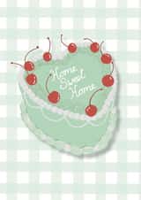 Home Sweet Home Vintage Cake New Home Card with Cherries and gingham created by Boldfish Designs
