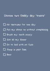 Funny toddler fathers day tick box options card created by Loopy Creative