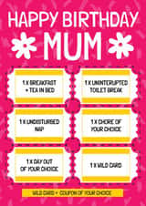 Cute Gift Birthday Card - For Mum - Voucher/Coupon created by AbiGoLucky