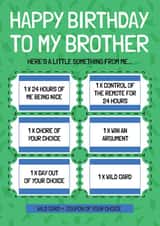 Funny Birthday Card - For Brother - Voucher Card created by AbiGoLucky