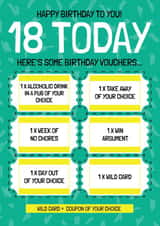 Funny 18th Birthday Card - Voucher Gift - Friend or Sibling created by AbiGoLucky