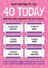 Funny 40th Birthday Card - Voucher Gift - Getting Older created by AbiGoLucky