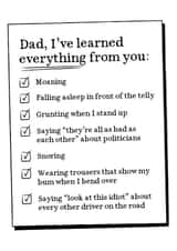 Funny Fathers Day Card - Things I've Learned From Dad - Checklist created by Very British Problems