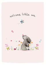Cute New Baby Card - Bunny and Butterfly - Welcome Little One created by Louise Mulgrew