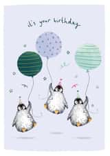 Cute Birthday Card - Penguins - It's Your Birthday created by Louise Mulgrew