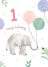 Cute 1st Birthday Card - Elephant - Balloons created by Louise Mulgrew