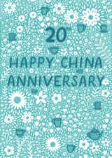Pretty Anniversary Card - 20th - China Anniversary Floral created by Pear Tree Press