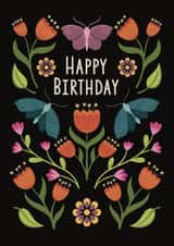 Pretty Birthday Card - Modern Folk Art Botanical - For Her created by Kirsty Miller