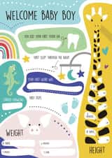 Cute New Baby Card - For Baby Boy - Recordable Milestones created by Quinton cards