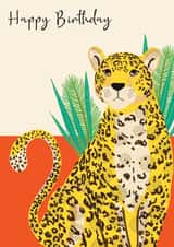 Modern Birthday Card - Arty Illustrated Leopard created by Beverley Edge Illustrations