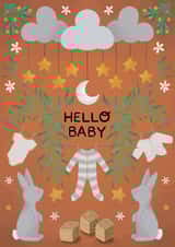 Unisex bunny and baby grow new baby card created by Art by Reebee