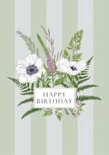 Happy Birthday Card - Pretty Striped Floral Posy created by Catherine Lewis Design