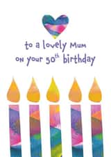 50th Birthday Card - For Mum - Abstract Art - Candles created by size3art