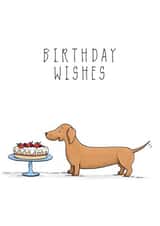 Cute Birthday Card - Sausage Dog - Delicious Birthday Cake created by Lucy Driver