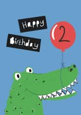 Cute Birthday Card - Age 2 - Crocodile created by Lucy Driver