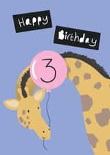 Cute Birthday Card - Age 3 - Giraffe created by Lucy Driver