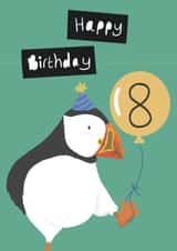 Cute Birthday Card - Age 8 - Little Puffin created by Lucy Driver