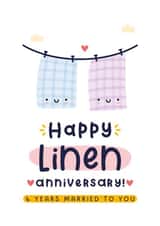 Cute Anniversary Card - 4th Wedding Anniversary - Linen created by Joanne Hawker