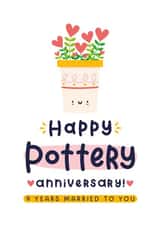 Cute Anniversary Card - 9th Wedding Anniversary - Pottery created by Joanne Hawker