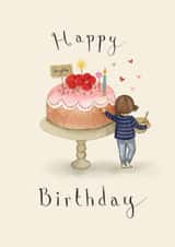 Cute Birthday Card - Cake - For Daughter created by Love Lucy Illustration