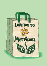 Funny Anniversary Card - Love You To Morrisons and Back - Moon & Back Parody created by The Curious Pancake