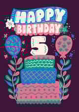 Cute Happy 5th Birthday Card - 5 Year old created by Harkiran Kalsi