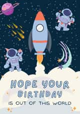 Cool Children’s Birthday Card - Space Themed - Out Of This World. created by Five Bears Co